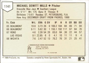 1989 ProCards Minor League Team Sets #1141 Mike Mills Back