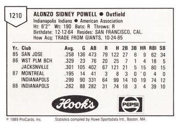 1989 ProCards Minor League Team Sets #1210 Alonzo Powell Back