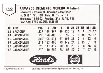 1989 ProCards Minor League Team Sets #1222 Armando Moreno Back