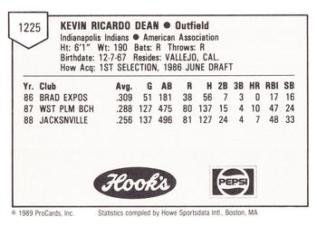 1989 ProCards Minor League Team Sets #1225 Kevin Dean Back