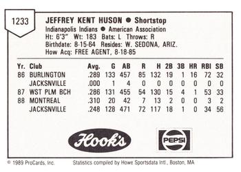 1989 ProCards Minor League Team Sets #1233 Jeffrey Huson Back