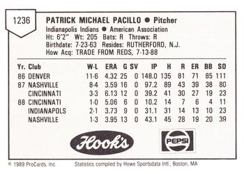 1989 ProCards Minor League Team Sets #1236 Pat Pacillo Back