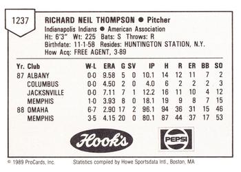 1989 ProCards Minor League Team Sets #1237 Rich Thompson Back