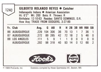 1989 ProCards Minor League Team Sets #1240 Gilberto Reyes Back