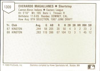 1989 ProCards Minor League Team Sets #1309 Everardo Magallanes Back