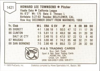 1989 ProCards Minor League Team Sets #1421 Howard Townsend Back
