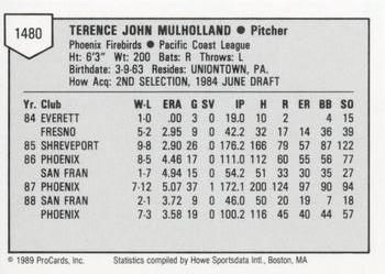 1989 ProCards Minor League Team Sets #1480 Terry Mulholland Back