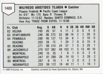 1989 ProCards Minor League Team Sets #1489 Wil Tejada Back