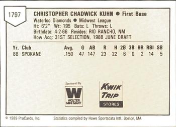 1989 ProCards Minor League Team Sets #1797 Chad Kuhn Back