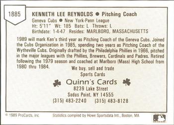1989 ProCards Minor League Team Sets #1885 Ken Reynolds Back