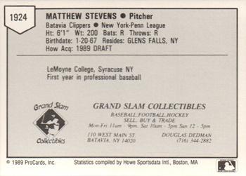 1989 ProCards Minor League Team Sets #1924 Matt Stevens Back