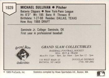 1989 ProCards Minor League Team Sets #1929 Mike Sullivan Back