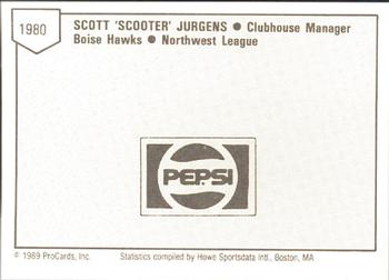 1989 ProCards Minor League Team Sets #1980 Scott Jurgens Back