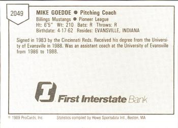 1989 ProCards Minor League Team Sets #2049 Mike Goedde Back