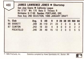 1989 ProCards Minor League Team Sets #460 Jim Jones Back