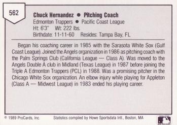 1989 ProCards Minor League Team Sets #562 Chuck Hernandez Back