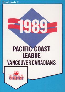 1989 ProCards Minor League Team Sets #571 Checklist Front