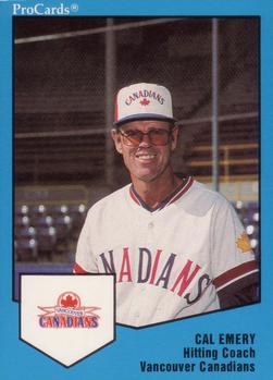 1989 ProCards Minor League Team Sets #572 Cal Emery Front