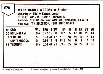 1989 ProCards Minor League Team Sets #628 Mark Wooden Back
