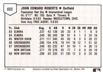1989 ProCards Minor League Team Sets #693 John Roberts Back