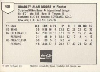 1989 ProCards Minor League Team Sets #709 Brad Moore Back