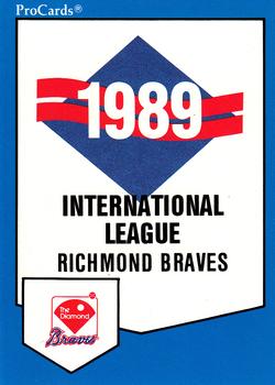 1989 ProCards Minor League Team Sets #817 Checklist Front