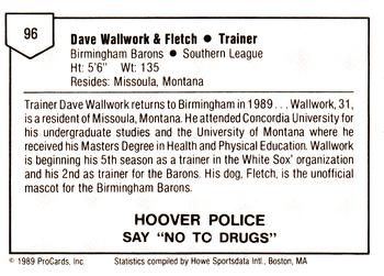 1989 ProCards Minor League Team Sets #96 Dave Wallwork & Fletch Back