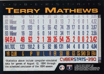 1995 Topps - CyberStats (Spectralight) #390 Terry Mathews Back