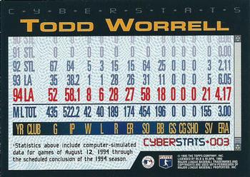 1995 Topps - CyberStats (Spectralight) #003 Todd Worrell Back