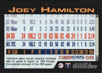 1995 Topps - CyberStats (Spectralight) #039 Joey Hamilton Back