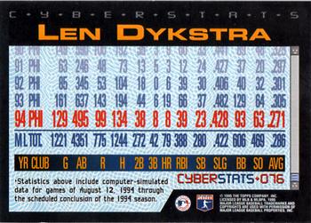 1995 Topps - CyberStats (Spectralight) #076 Len Dykstra Back