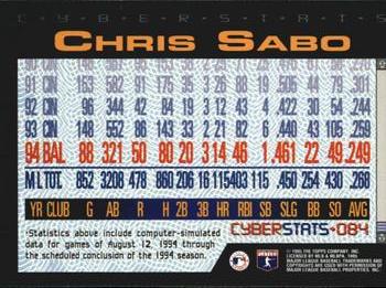1995 Topps - CyberStats (Spectralight) #084 Chris Sabo Back
