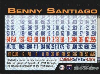 1995 Topps - CyberStats (Spectralight) #095 Benny Santiago Back