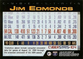 1995 Topps - CyberStats (Spectralight) #104 Jim Edmonds Back