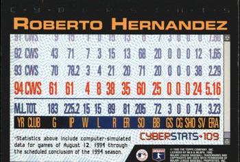 1995 Topps - CyberStats (Spectralight) #109 Roberto Hernandez Back