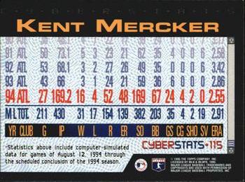 1995 Topps - CyberStats (Spectralight) #115 Kent Mercker Back