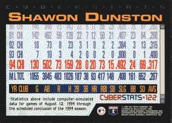 1995 Topps - CyberStats (Spectralight) #122 Shawon Dunston Back