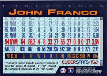 1995 Topps - CyberStats (Spectralight) #152 John Franco Back