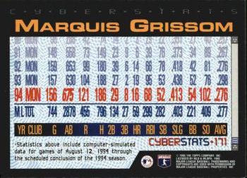 1995 Topps - CyberStats (Spectralight) #171 Marquis Grissom Back