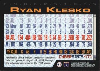 1995 Topps - CyberStats (Spectralight) #177 Ryan Klesko Back