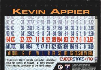 1995 Topps - CyberStats (Spectralight) #178 Kevin Appier Back