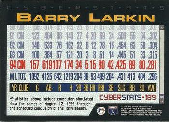 1995 Topps - CyberStats (Spectralight) #189 Barry Larkin Back