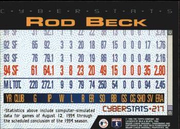 1995 Topps - CyberStats (Spectralight) #217 Rod Beck Back