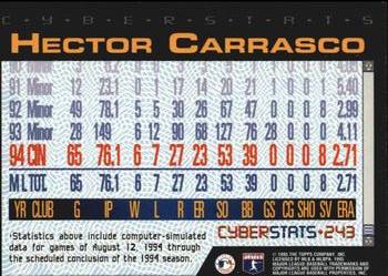 1995 Topps - CyberStats (Spectralight) #243 Hector Carrasco Back