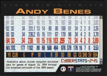 1995 Topps - CyberStats (Spectralight) #245 Andy Benes Back
