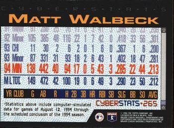 1995 Topps - CyberStats (Spectralight) #265 Matt Walbeck Back