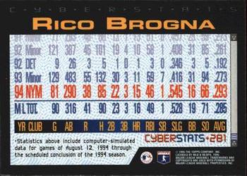 1995 Topps - CyberStats (Spectralight) #281 Rico Brogna Back
