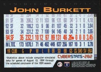 1995 Topps - CyberStats (Spectralight) #282 John Burkett Back