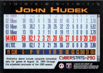1995 Topps - CyberStats (Spectralight) #290 John Hudek Back