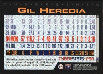 1995 Topps - CyberStats (Spectralight) #298 Gil Heredia Back
